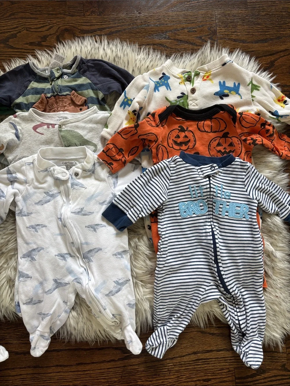 0-3M 9 Baby Boy Footies Bundle Clothes